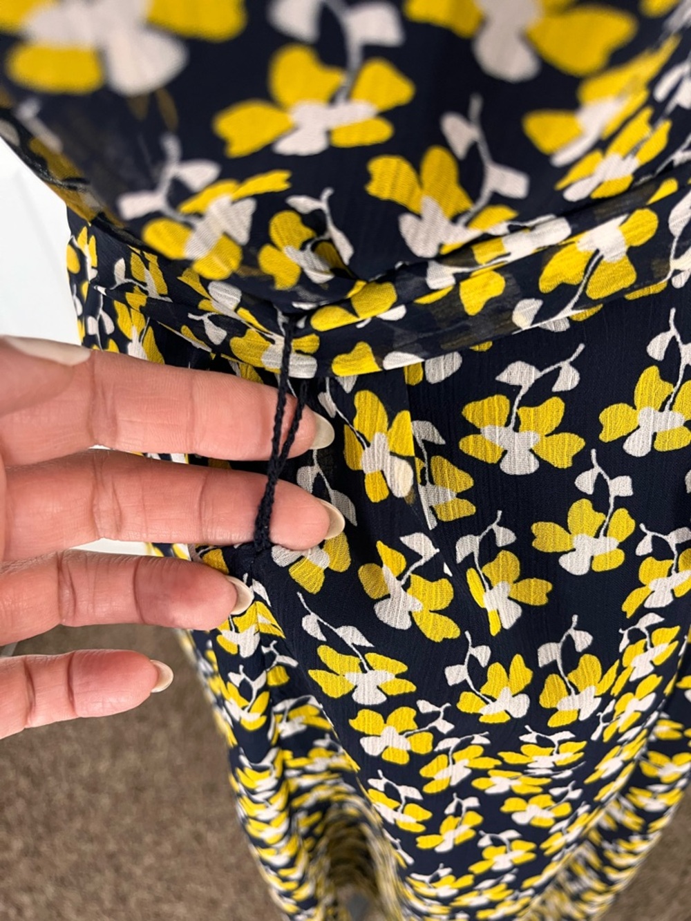 MSK Floral Midi Dress Size 12 Black Yellow White Floral V-Neck - Picture 8 of 11
